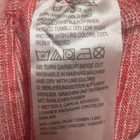 NWT Isaac Mizrahi Linen Wide Leg Pants Red Stripe Pull-On M Tall Summer - Picture 9 of 11